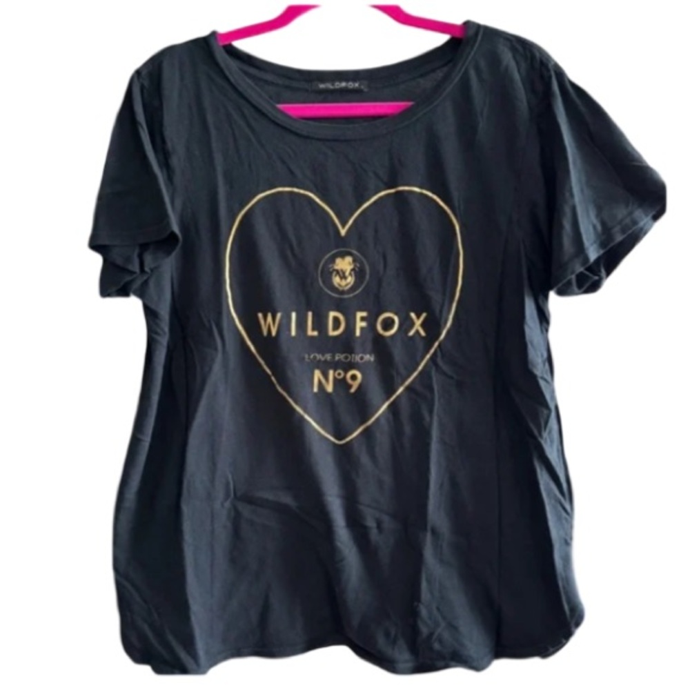 Wildfox Black & Gold Heart Love Potion 9 Relaxed T Shirt